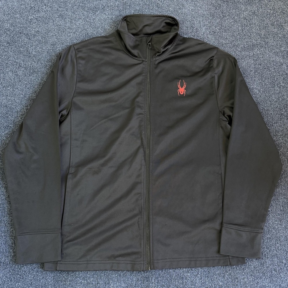 Spyder Softshell Track Jacket Mens Small Black Full Zip Lined Pockets SPB6073